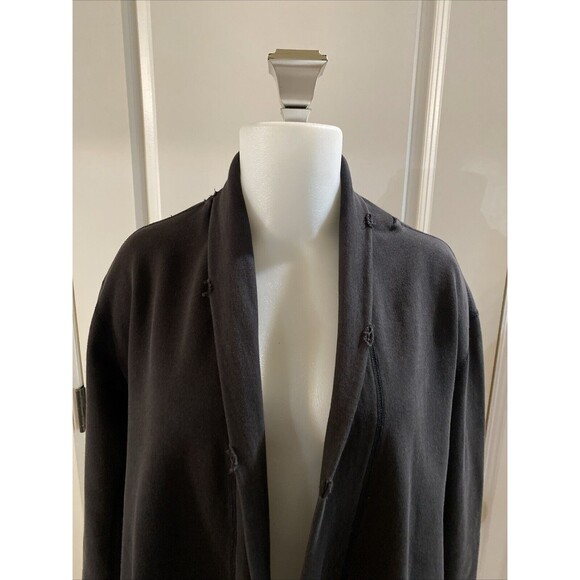 Standard James Perse Black Distressed Open Front Cardigan Sweatshirt -Size 2 - Picture 2 of 16